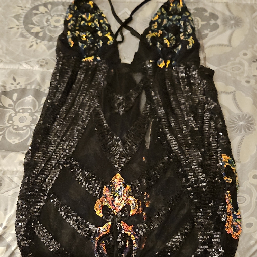 Black Sequin Embellished Dress